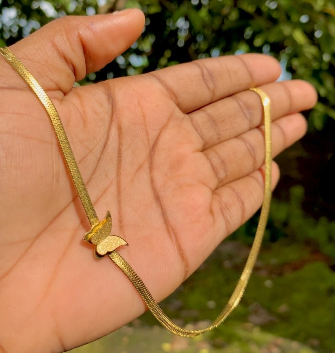 BUTTERFLY HERRINGBONE NECKLACE