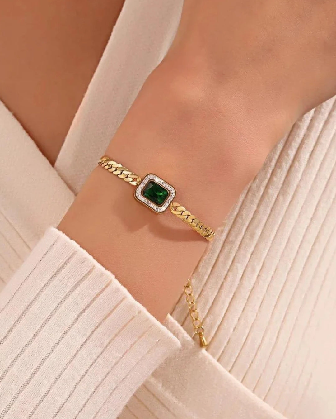 Emerald Snake Chain Bracelet