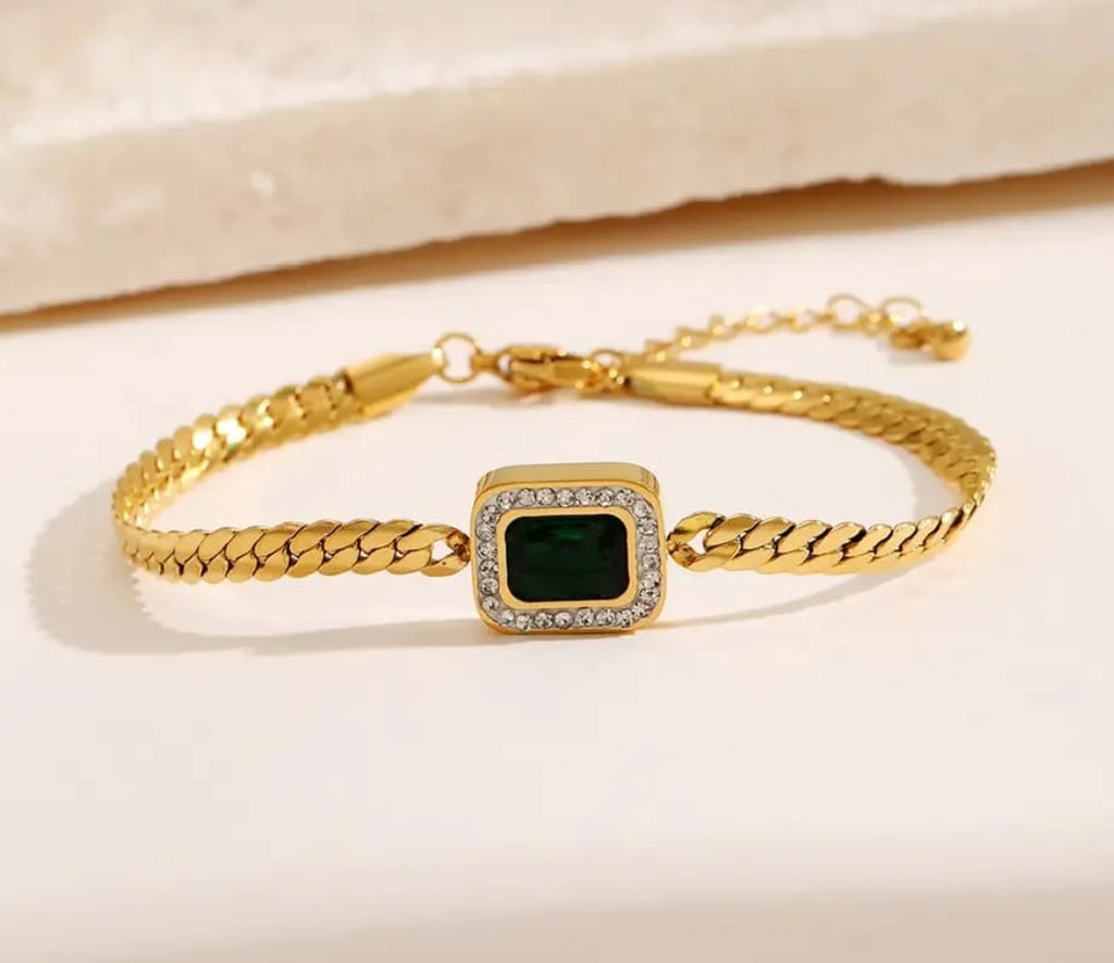 Emerald Snake Chain Bracelet