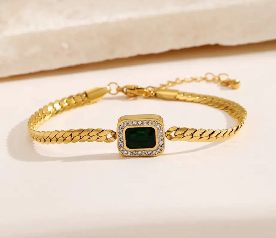 Emerald Snake Chain Bracelet